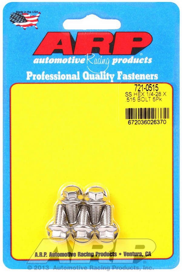 Auto Racing Products Automotive Hardware S/S Bolt Kit - 6pt. (5) 1/4-28 x 0.515 721-0515