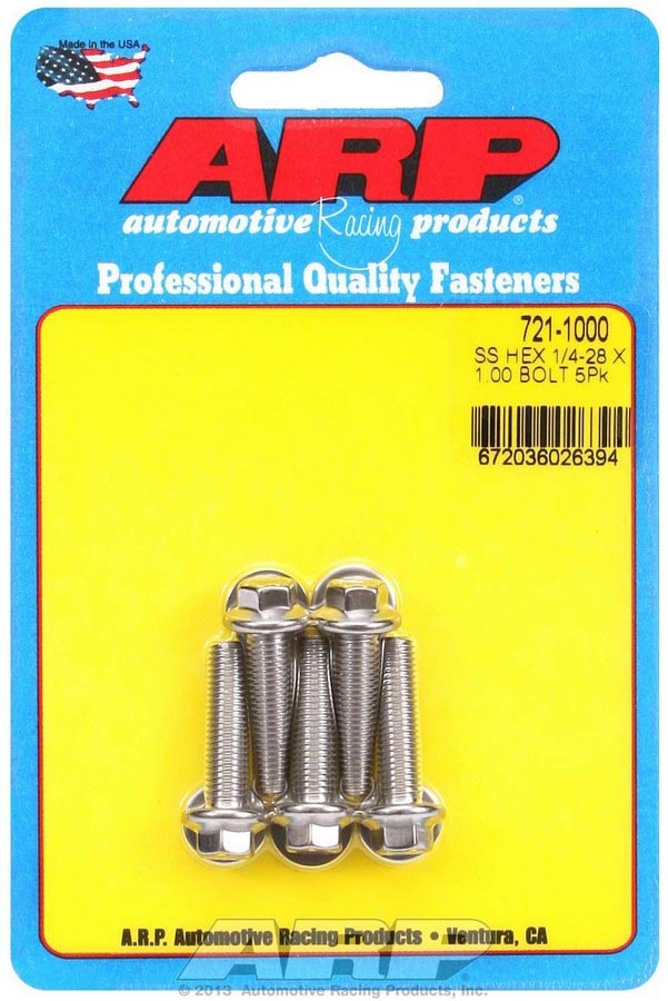Auto Racing Products Automotive Hardware S/S Bolt Kit - 6pt. (5) 1/4-28 x 1.000 721-1000