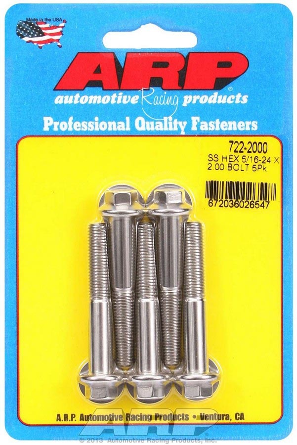 Auto Racing Products Automotive Hardware Bolt Kit - SS 6pt 5pk 5/16-24 x 2.000 722-2000