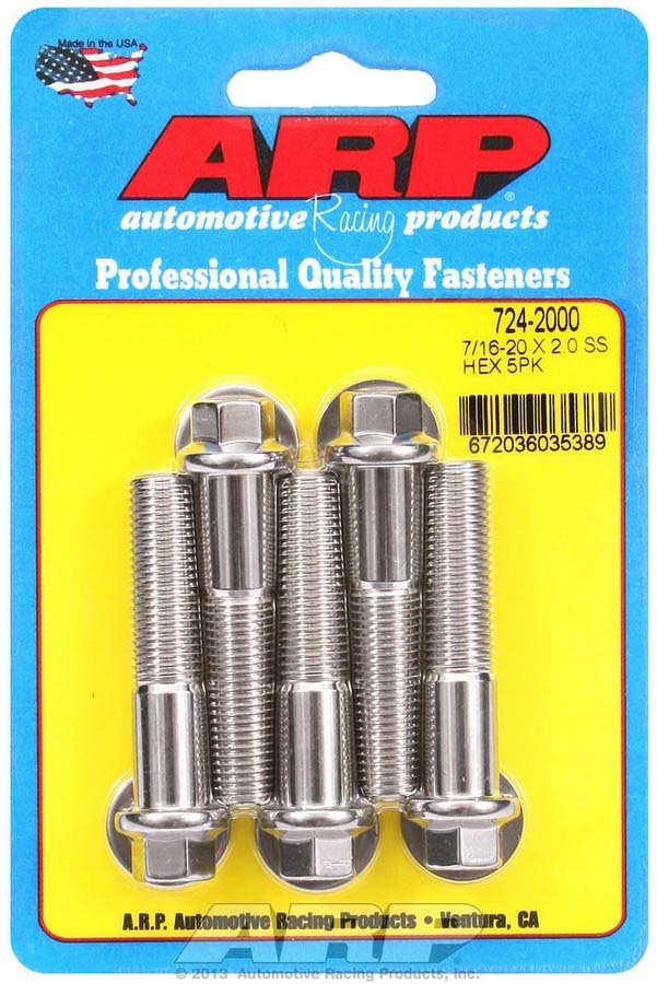 Auto Racing Products Automotive Hardware 7/16-20 x 2.000 6pt SS Bolt Kit 5pk 724-2000