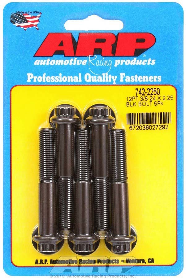 Auto Racing Products Automotive Hardware Bolts 3/8-24x2.250 UHL Black Oxide Bolts (5) 742-2250