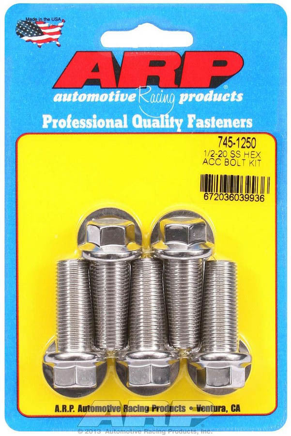 Auto Racing Products Automotive Hardware S/S Bolt Kit - 6pt. (5) 1/2-20 x 1.250 745-1250