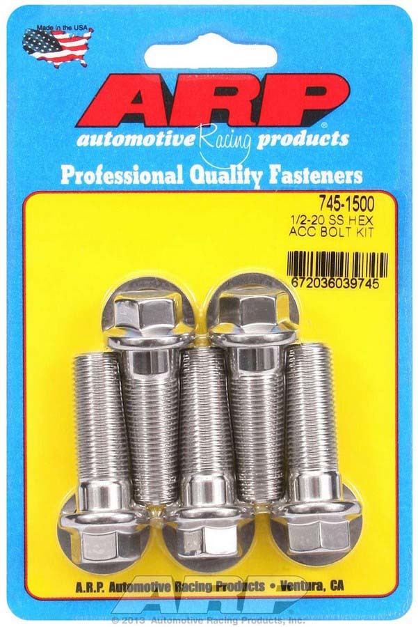 Auto Racing Products Automotive Hardware S/S Bolt Kit - 6pt. (5) 1/2-20 x 1.500 745-1500