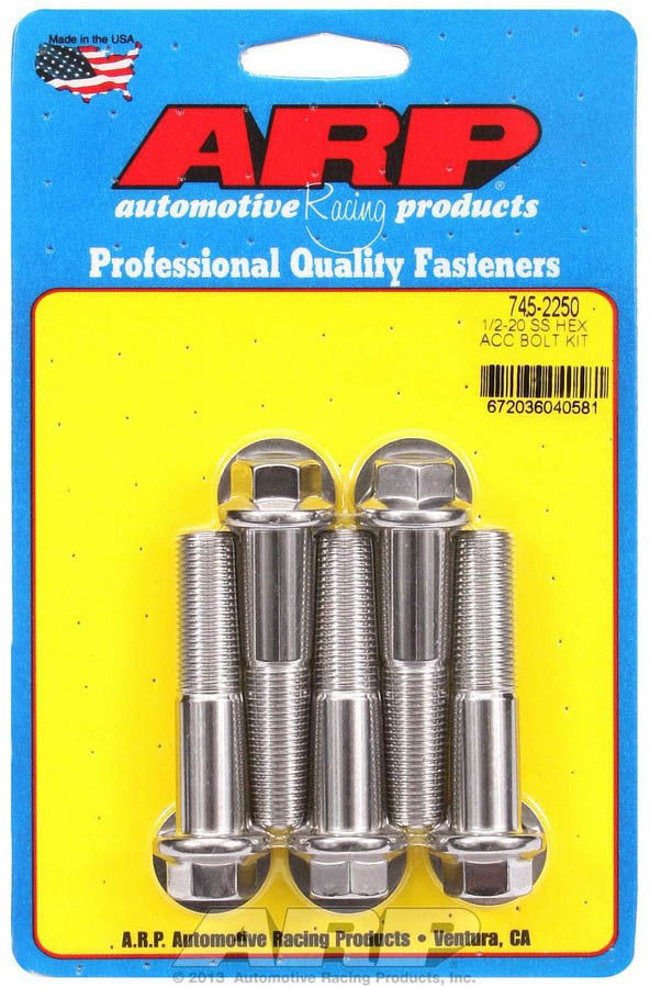 Auto Racing Products Automotive Hardware S/S Bolt Kit - 6pt. (5) 1/2-20 x 2.250 745-2250