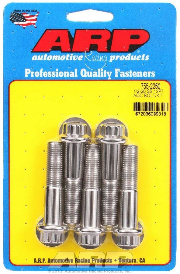 Auto Racing Products Automotive Hardware S/S Bolt Kit - 12pt. (5) 1/2-20 x 2.250 755-2250