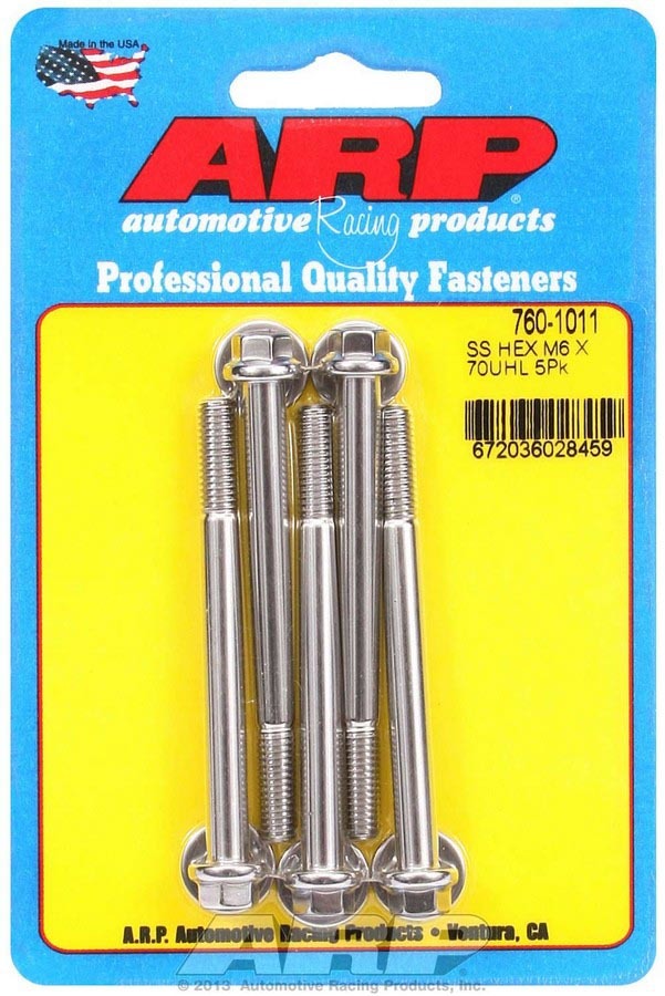 Auto Racing Products Automotive Hardware S/S Bolt Kit 6pt 6mm x 1.00 x 70mm 760-1011