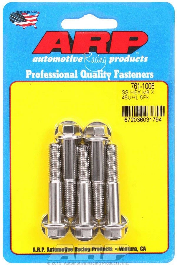 Auto Racing Products Automotive Hardware Bolt Kit - SS 6pt 5pk 8mm x 1.25 x 45mm 761-1006