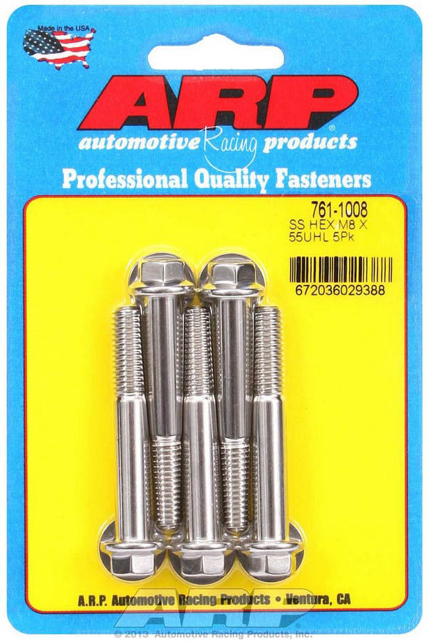 Auto Racing Products Automotive Hardware Bolt Kit - SS 6pt 5pk 8mm x 1.25 x 55mm 761-1008