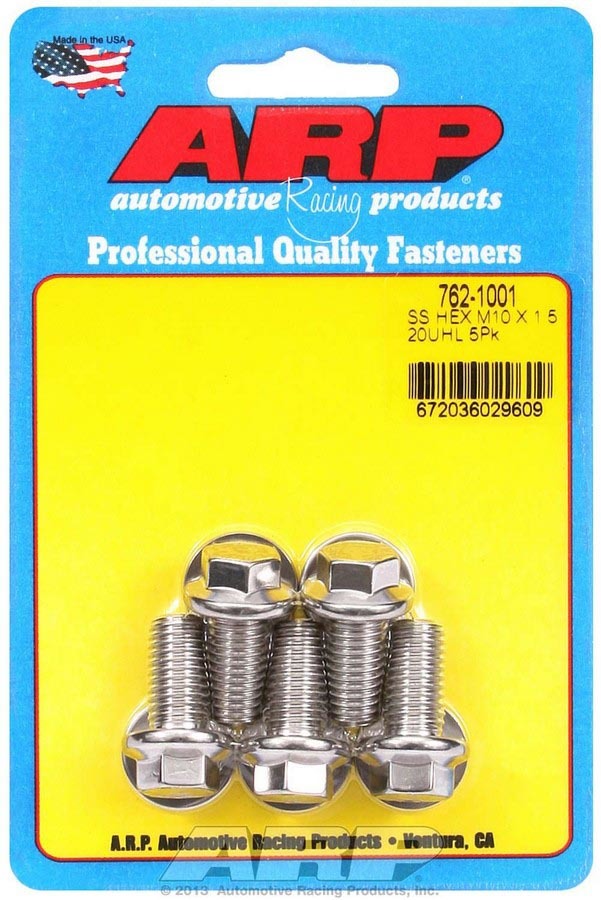 Auto Racing Products Automotive Hardware S/S Bolt Kit - 6pt. (5) 10mm x 1.5 x 20mm 762-1001