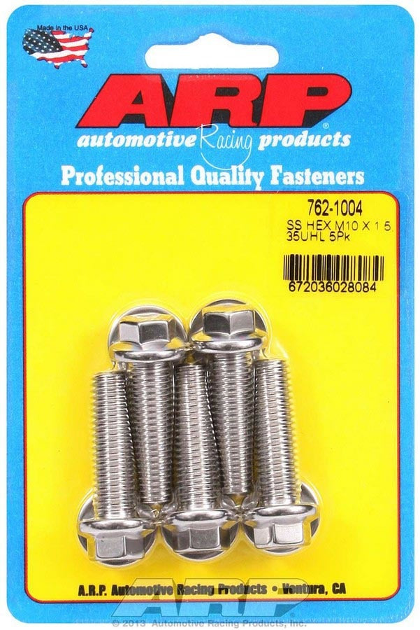 Auto Racing Products Automotive Hardware S/S Bolt Kit - 6pt. (5) 10mm x 1.5 x 35mm 762-1004