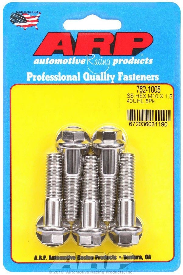 Auto Racing Products Automotive Hardware 10mm x1.50x40 SS Hex Bolt Kit 5pk 762-1005