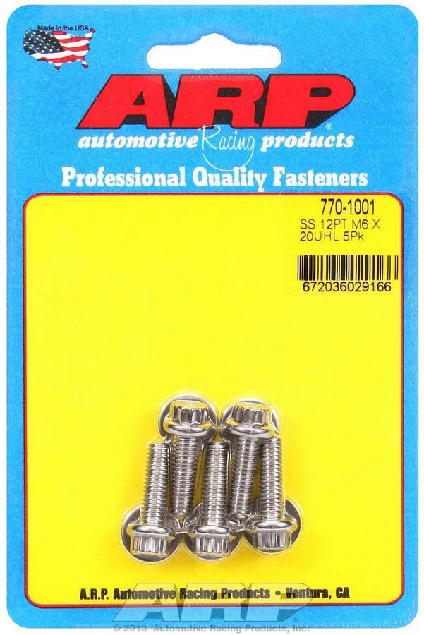 Auto Racing Products Automotive Hardware S/S Bolt Kit - 12pt. (5) 6mm x 1.00 x 20 770-1001