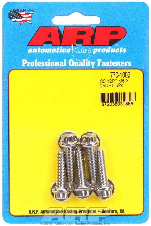 Auto Racing Products Automotive Hardware S/S Bolt Kit - 12pt. (5) 6mm x 1.00 x 25 770-1002