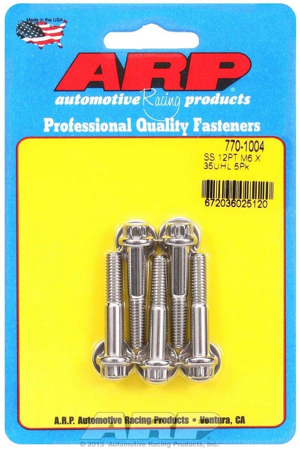 Auto Racing Products Automotive Hardware S/S Bolt Kit - 12pt. (5) 6mm x 1.00 x 35 770-1004