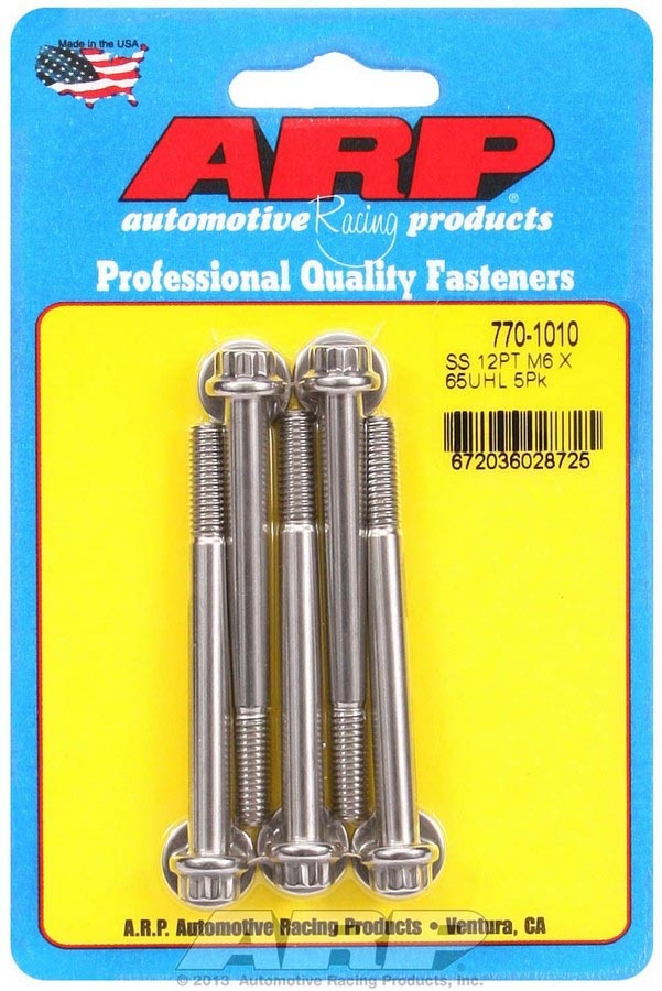Auto Racing Products Automotive Hardware S/S Bolt Kit - 12pt. (5) 6mm x 1.00 x 65 770-1010