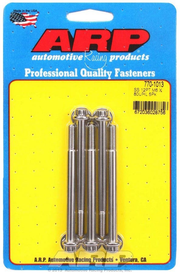 Auto Racing Products Automotive Hardware S/S Bolt Kit - 12pt. (5) 6mm x 1.00 x 80 770-1013