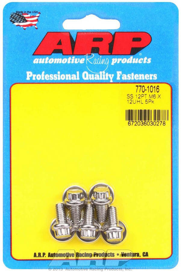 Auto Racing Products Automotive Hardware S/S Bolt Kit - 12pt. (5) 6mm x 1.00 x 12 770-1016
