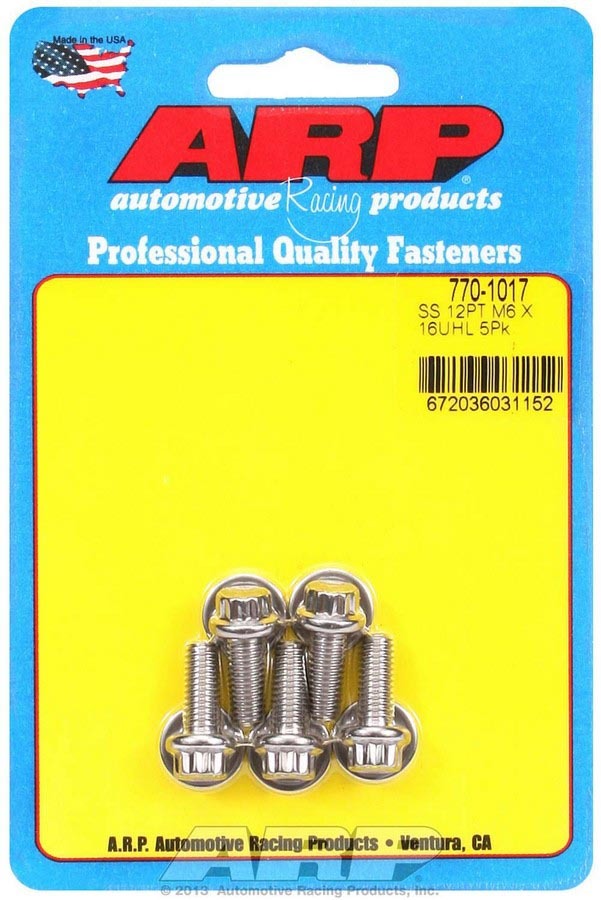 Auto Racing Products Automotive Hardware S/S Bolt Kit - 12pt. (5) 6mm x 1.00 x 16 770-1017