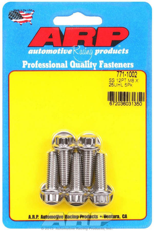 Auto Racing Products Automotive Hardware S/S Bolt Kit - 12pt. (5) 8mm x 1.25 x 25 771-1002