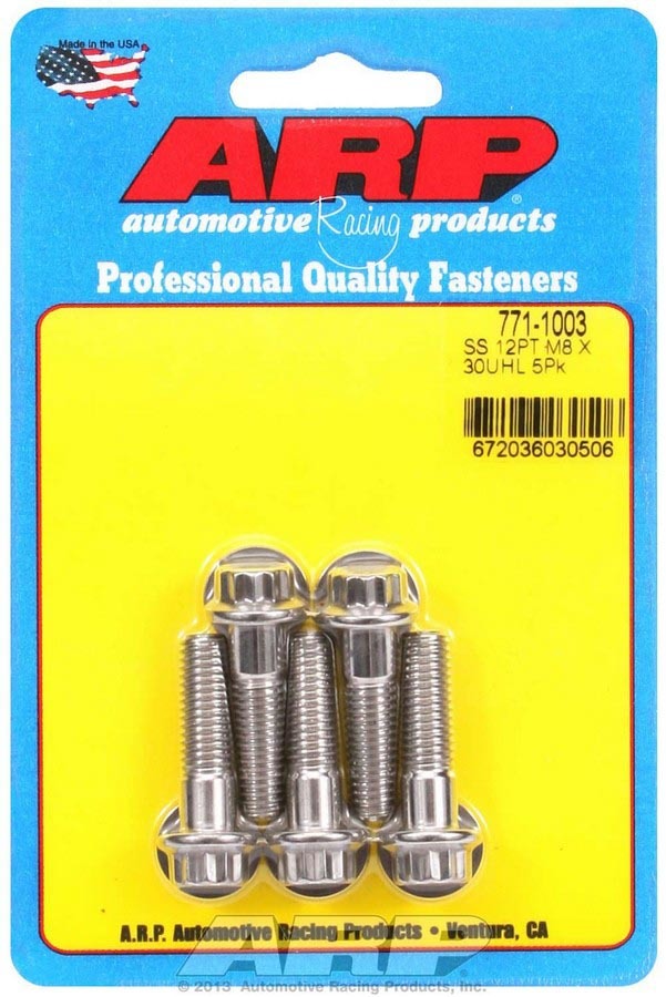 Auto Racing Products Automotive Hardware S/S Bolt Kit - 12pt. (5) 8mm x 1.25 x 30 771-1003