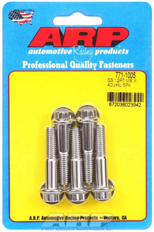 Auto Racing Products Automotive Hardware S/S Bolt Kit - 12pt. (5) 8mm x 1.25 x 40 771-1005