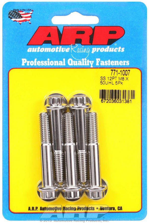 Auto Racing Products Automotive Hardware S/S Bolt Kit - 12pt. (5) 8mm x 1.25 x 50mm 771-1007