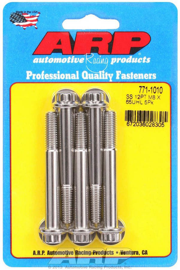 Auto Racing Products Automotive Hardware S/S Bolt Kit - 12pt. (5) 8mm x 1.25 x 65mm 771-1010
