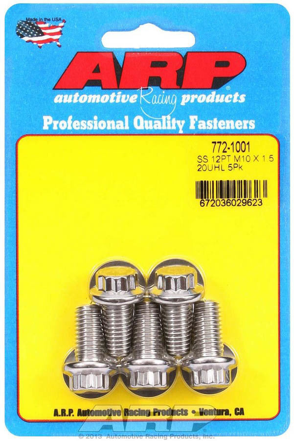 Auto Racing Products Automotive Hardware 10mm x 1.50 x 20 12pt SS Bolt Kit 5pk 772-1001