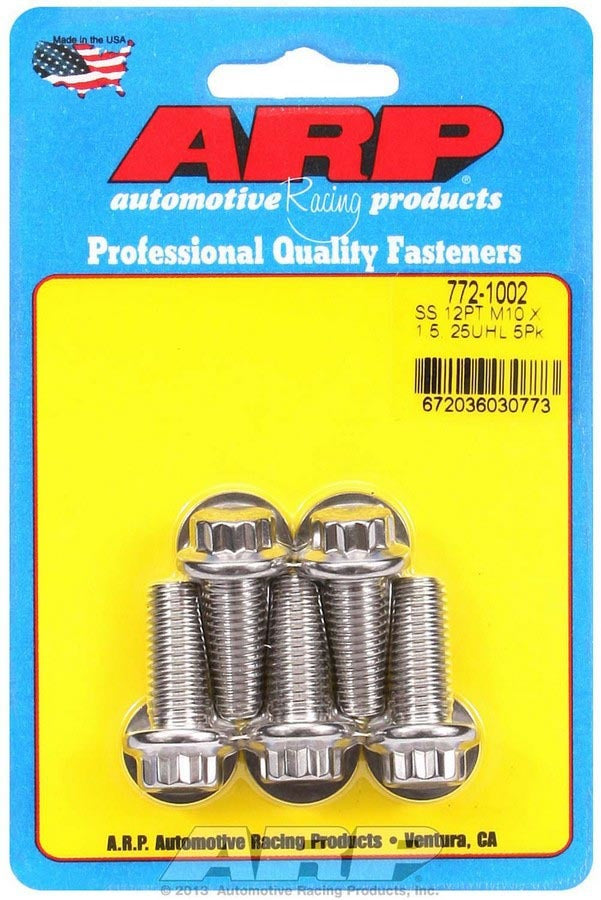 Auto Racing Products Automotive Hardware S/S Bolt Kit - 12pt. (5) 10mm x 1.5 x 25mm 772-1002