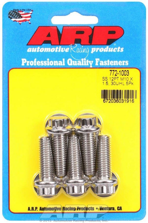 Auto Racing Products Automotive Hardware Bolt Kit - SS 12pt 5pk 10mm x 1.50 x 30mm 772-1003