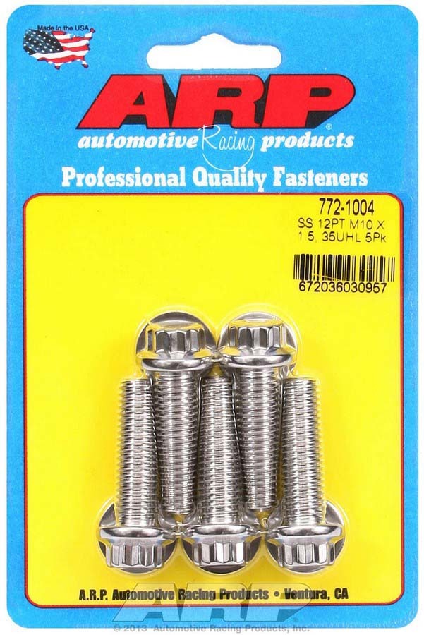 Auto Racing Products Automotive Hardware S/S Bolt Kit - 12pt. (5) 10mm x 1.5 x 35mm 772-1004
