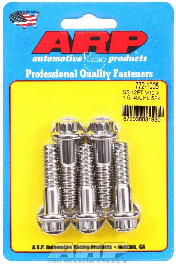 Auto Racing Products Automotive Hardware S/S Bolt Kit - 12pt. (5) 10mm x 1.5 x 40mm 772-1005