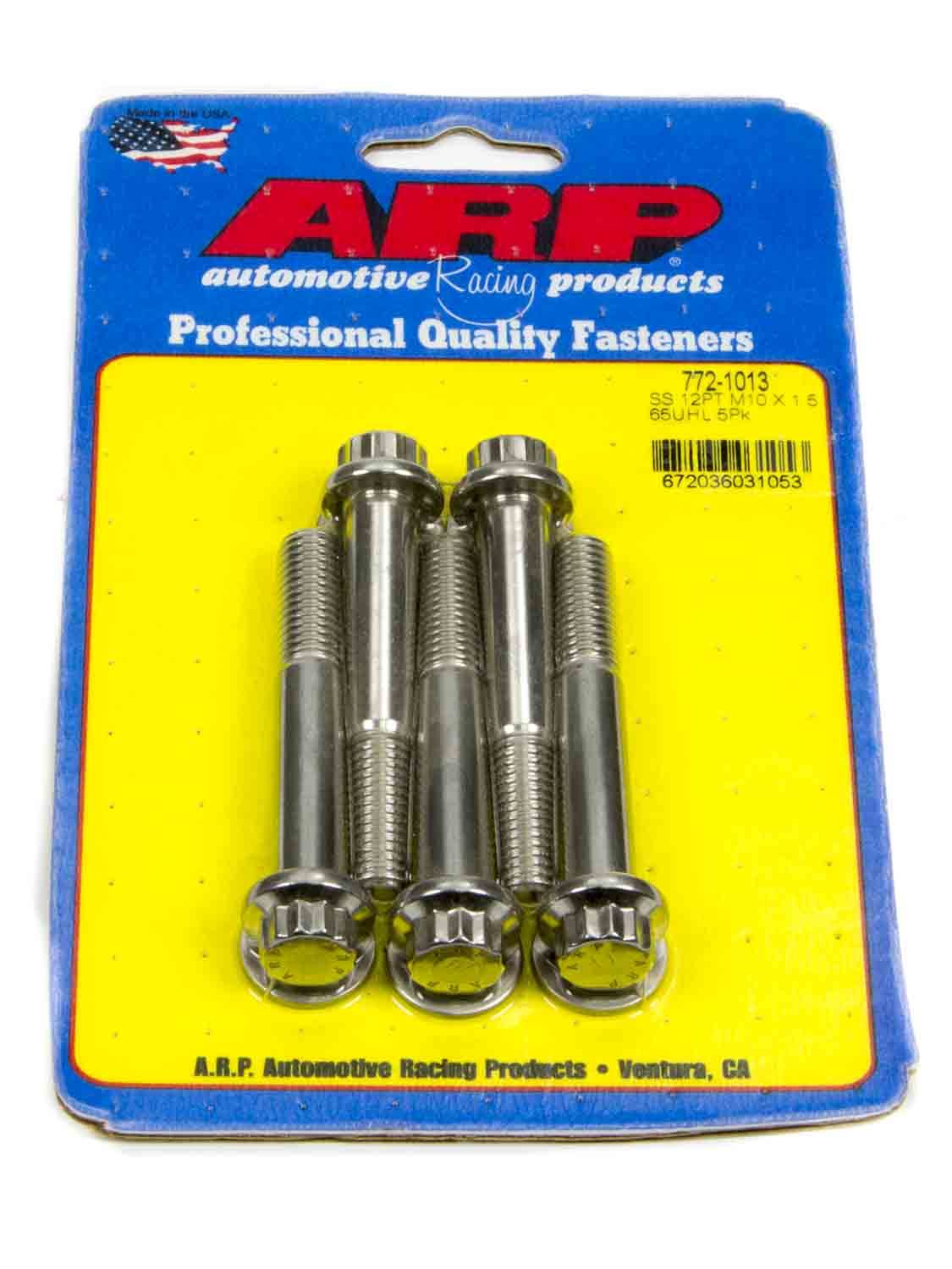 Auto Racing Products Automotive Hardware S/S Bolt Kit - 12pt. (5) 10mm x 1.5 x 65mm 772-1013