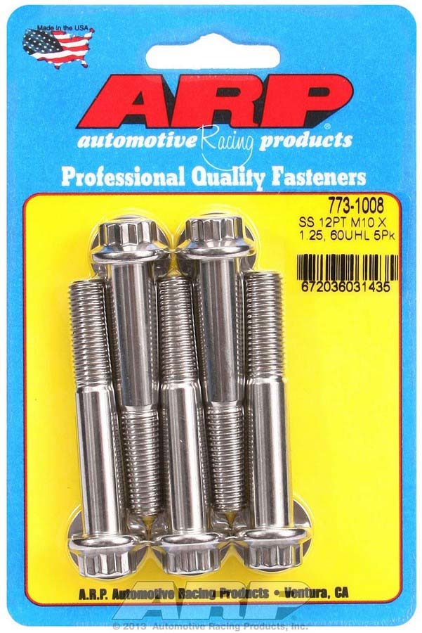 Auto Racing Products Automotive Hardware Bolt Kit - SS 12pt 5pk 10mm x 1.25 x 60mm 773-1008