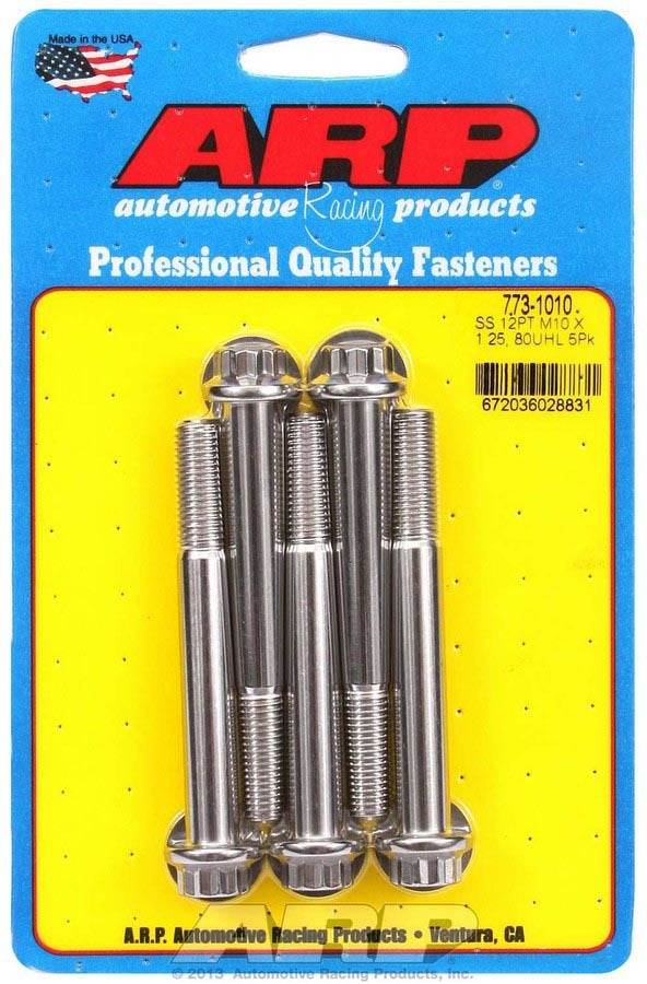 Auto Racing Products Automotive Hardware Bolt Kit - SS 12pt 5pk 10mm x 1.25 x 80mm 773-1010