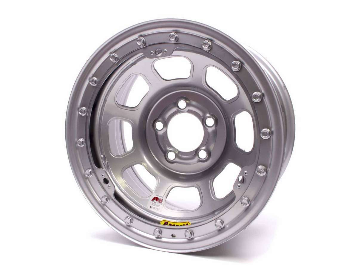 Bassett Wheel Accessory 15x8 IMCA B/Lock Wheel D-Hole Silver 5x5 58D5475ISLK