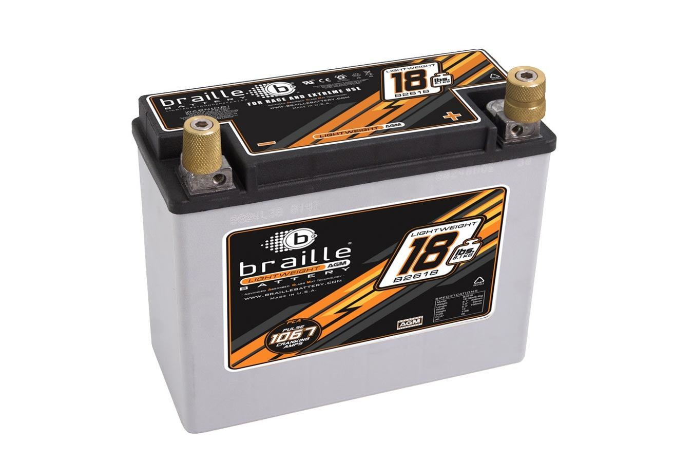 Braille Battery Batteries Racing Battery 18lbs 1168 PCA 8.1x3.5x6.3 B2618