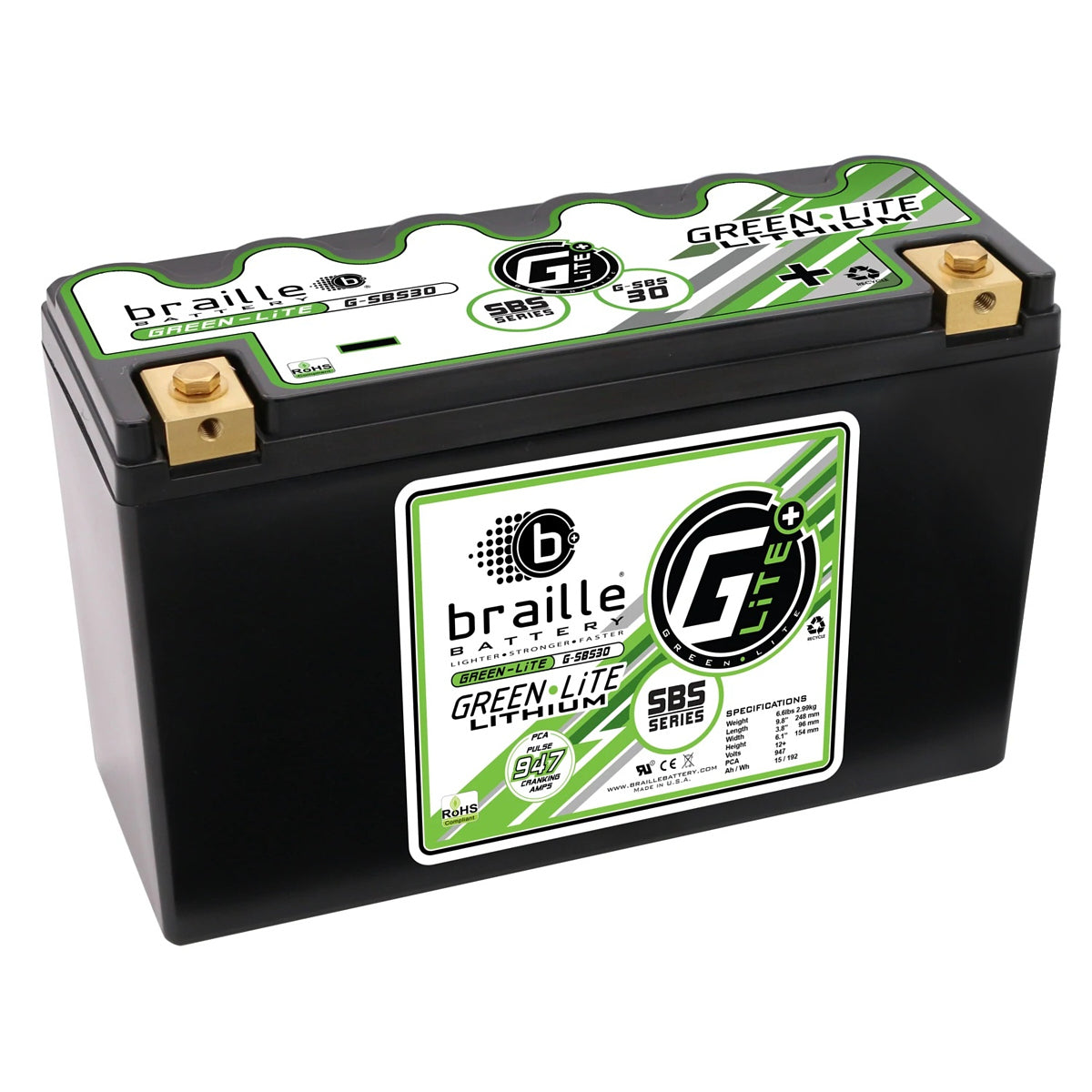 Braille Battery Batteries Green-Lite Lithium G-SBC30 Battery 947 Amps G-SBS30