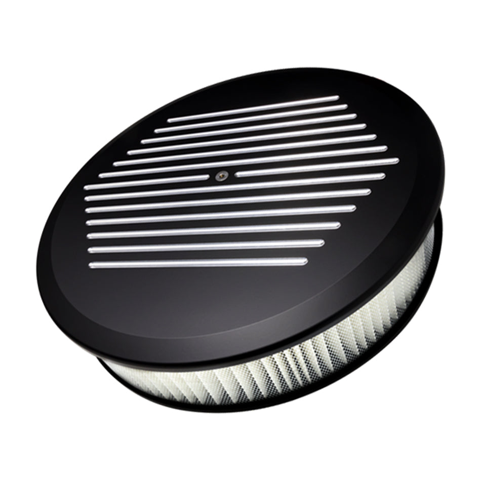 Billet Specialties Air Cleaner 14 in Round Ball Milled Black BLK15820