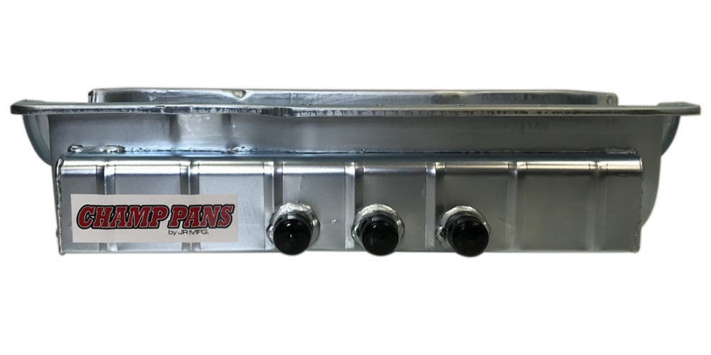 Champ Pans CP351WKO-3 Engine Oil Pan, Dry Sump, Three 12 AN Passenger Side Fittings, 4.5 in Deep