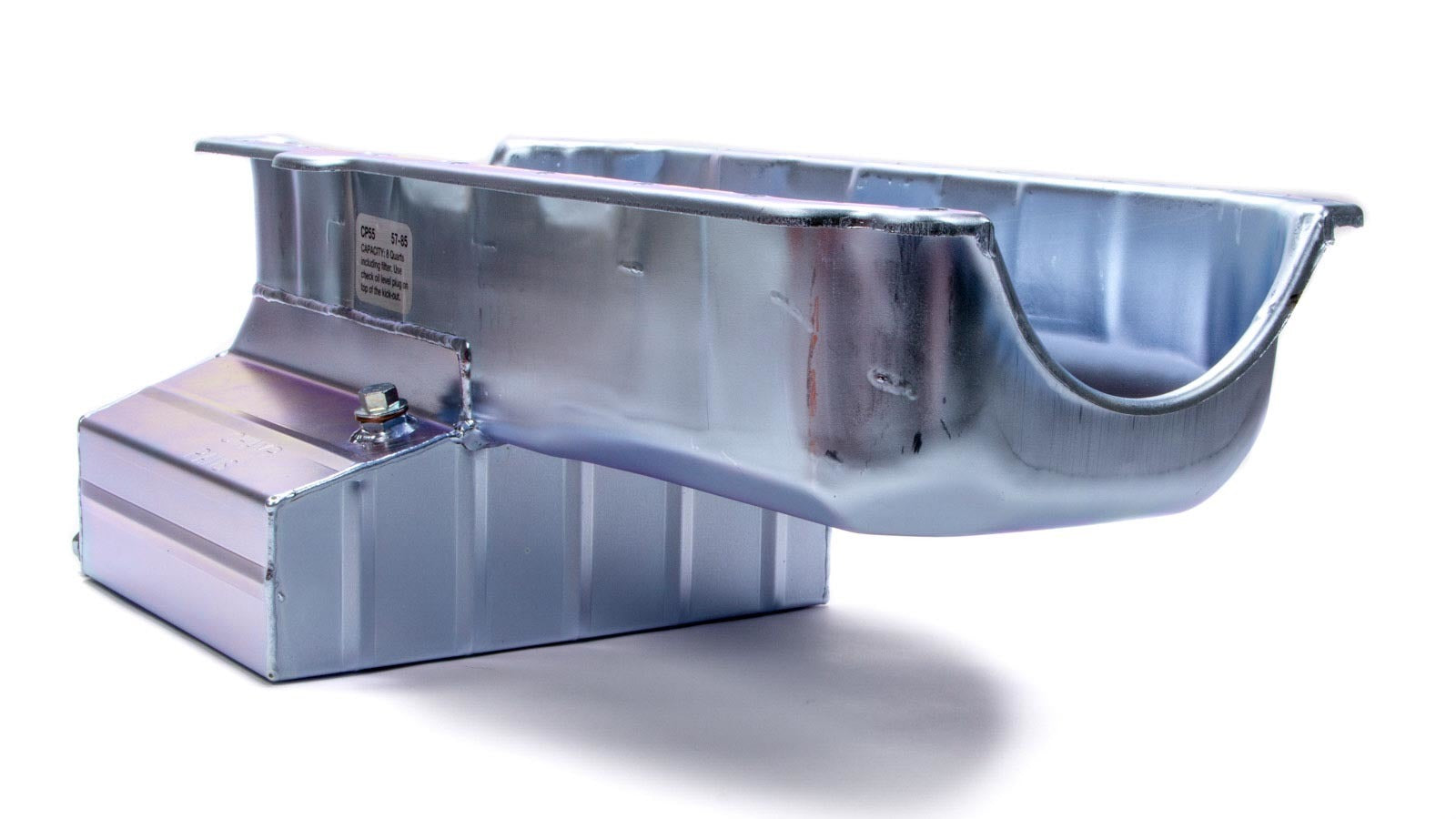 Champ Pans CP55 Engine Oil Pan, Rear Sump, 8 qt, 8 in Deep, Steel, Zinc Plated