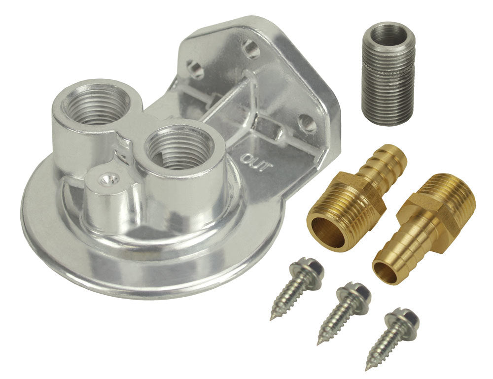 Derale Single Mount Oil Filter Mount Ports Up Oil Filter Relocation Kits and Components 13005