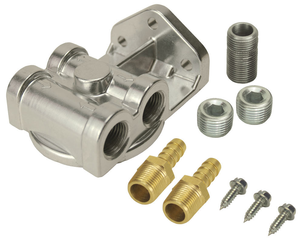 Derale Side-Ports Filter Mount Kit 3/8in NPT Oil Filter Relocation Kits and Components 13049