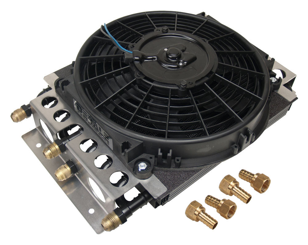 Derale Dual Circuit Oil Cooler w/Fan 8an 8 & 8 Pass Fluid Coolers 15200