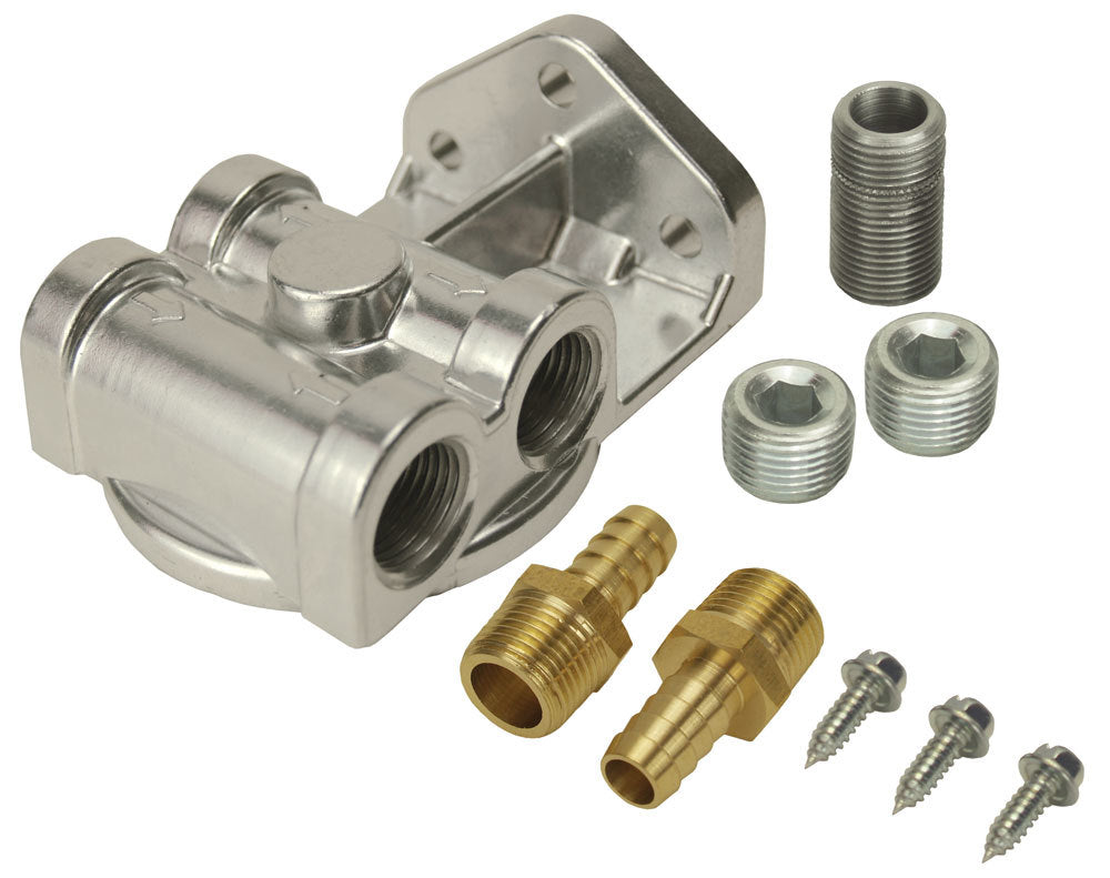 Derale Single Mount Oil Filter Mount Side Ports Oil Filter Relocation Kits and Components 15709