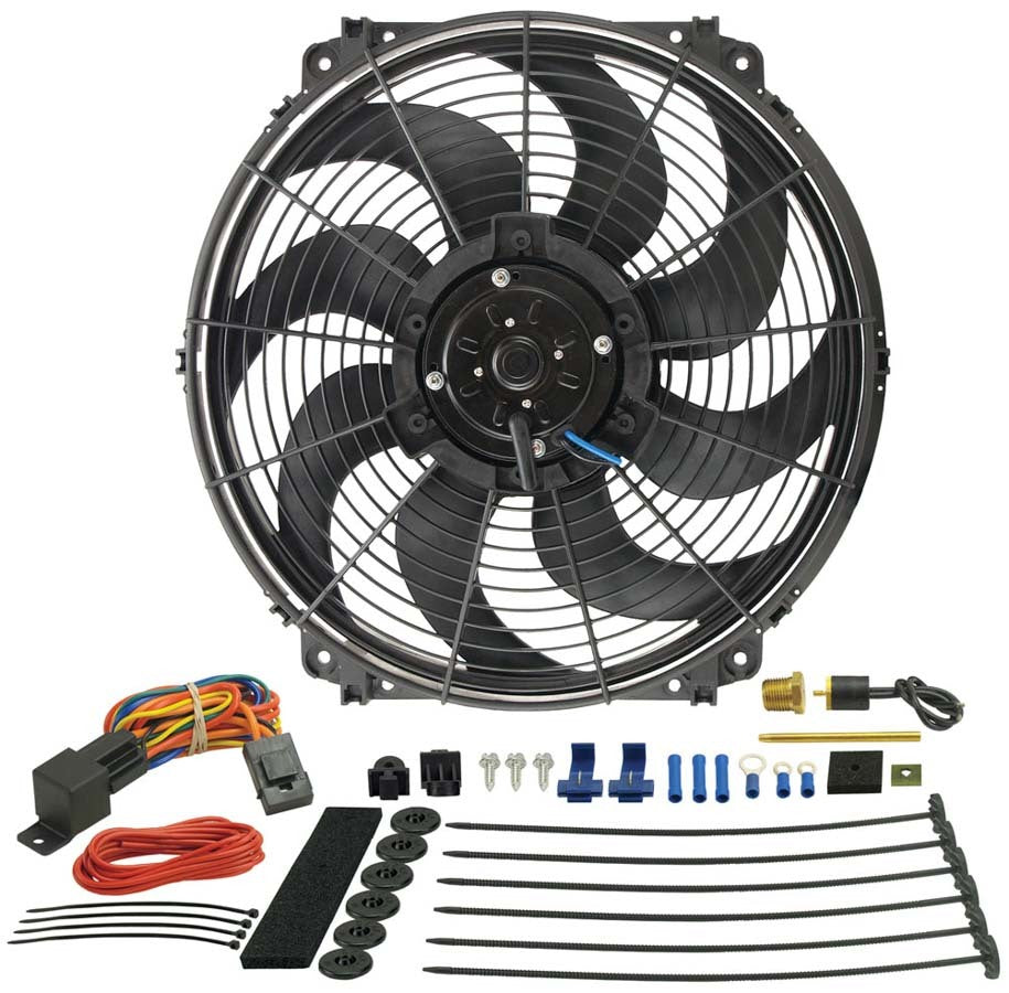 Derale 16in Tornado Fan and Thermostat Kit Cooling Fans - Electric 16016