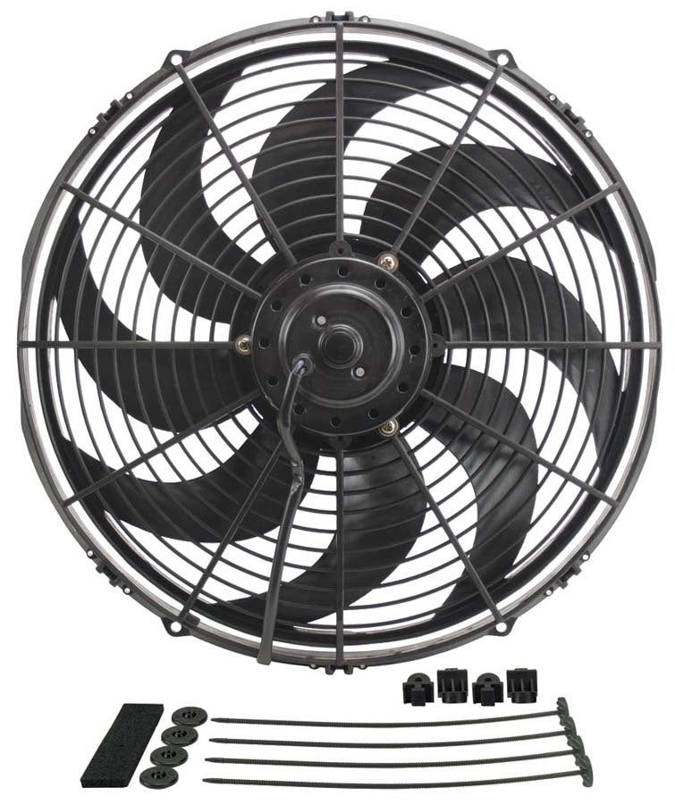 Derale 16in Dyno-Cool Curved Bl ade Electric Fan Cooling Fans - Electric 18916