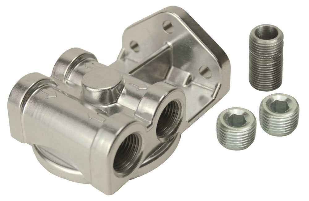 Derale Side-Ports Filter Mount 1/2in NPT Oil Filter Relocation Kits and Components 25729