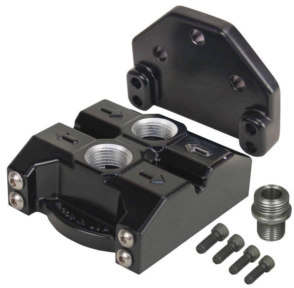Derale Single Mount Oil Filter Mount Ports Up Oil Filter Relocation Kits and Components 35708