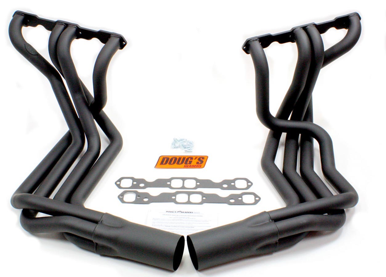 Doug's Headers Headers - Full - Sidemount - 1.875 in Primary - 4 in Collector - Gaskets / Hardware Included - Steel - Black Paint - Small Block Chevy - Chevy Corvette 1963-82 - Pair - D380-B